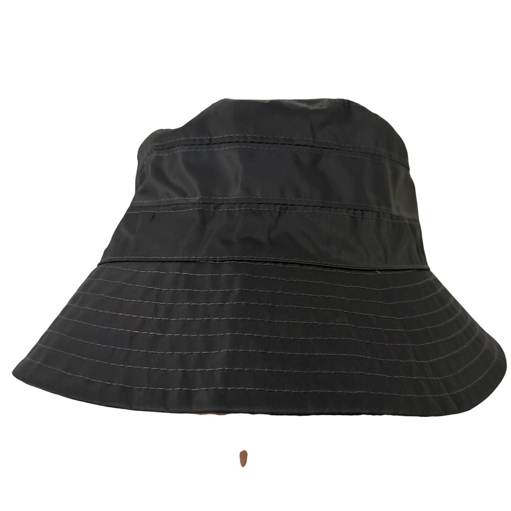 Scala Collezione Black Nylon Bucket Hat Polka Dot Lining Water Resistant OS
